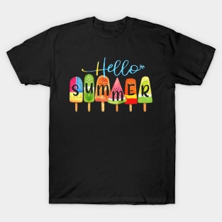 Hello Summer Vacation Ice Cream Popsicle Ice Girt For Men Women T-Shirt